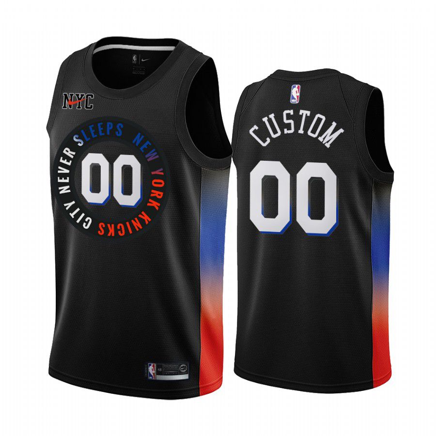 Men New York Knicks #00 custom black city edition 2020 nba jersey->new york knicks->NBA Jersey